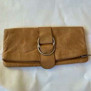 Hobo International Tan Leather Fold-over Clutch